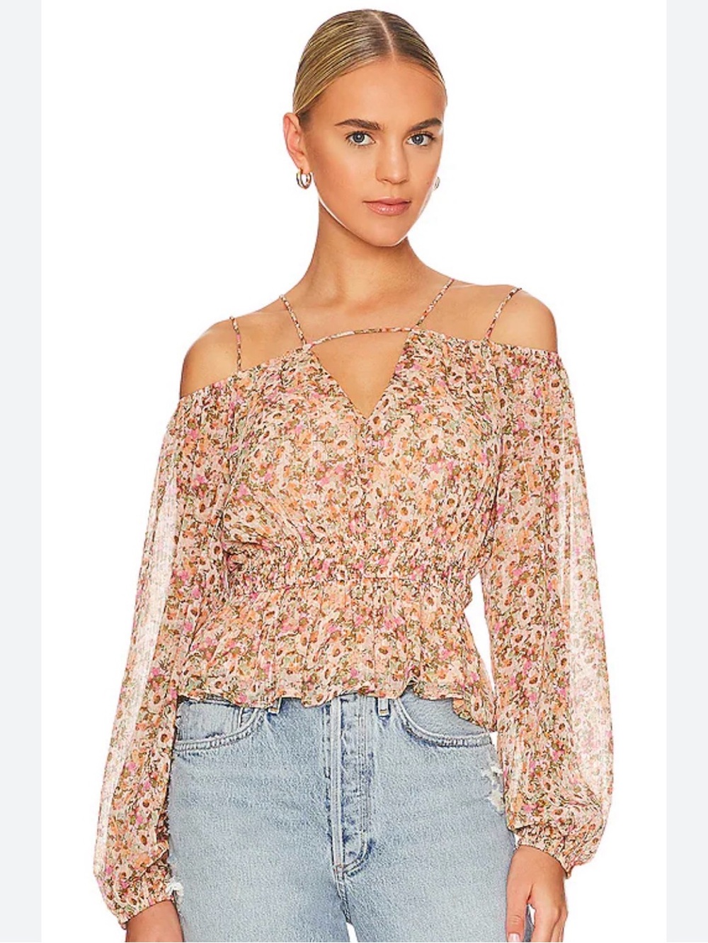 NWT Hart Top in Olive & Peach Flora - ASTR The Label